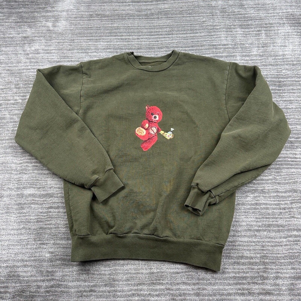 Astro World Bear Sweater Mens Small Green Travis Scott Tour Concert Logo